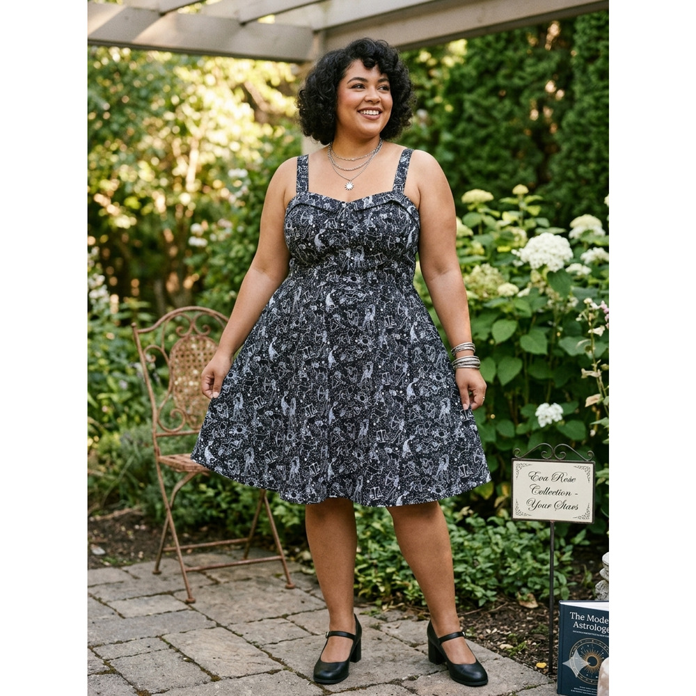 Eva Rose Zodiac Constellation Fit & Flare Dress Size 4x Made In USA